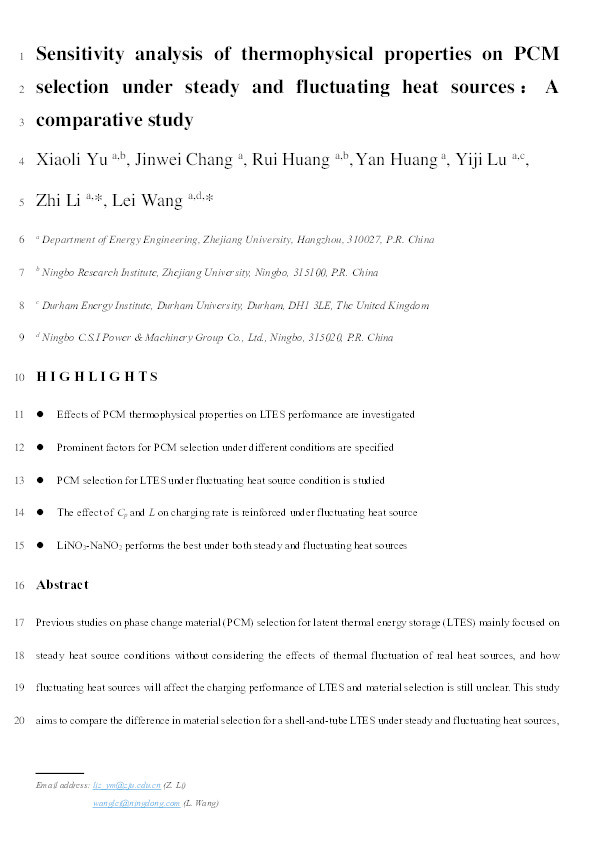 Sensitivity analysis of thermophysical properties on PCM selection under steady and fluctuating heat sources: A comparative study Thumbnail