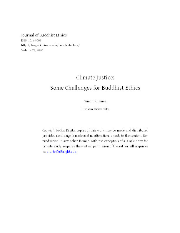 Climate Justice: Some Challenges for Buddhist Ethics Thumbnail