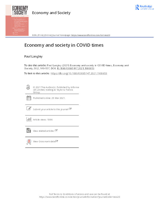 Economy and society in COVID times Thumbnail
