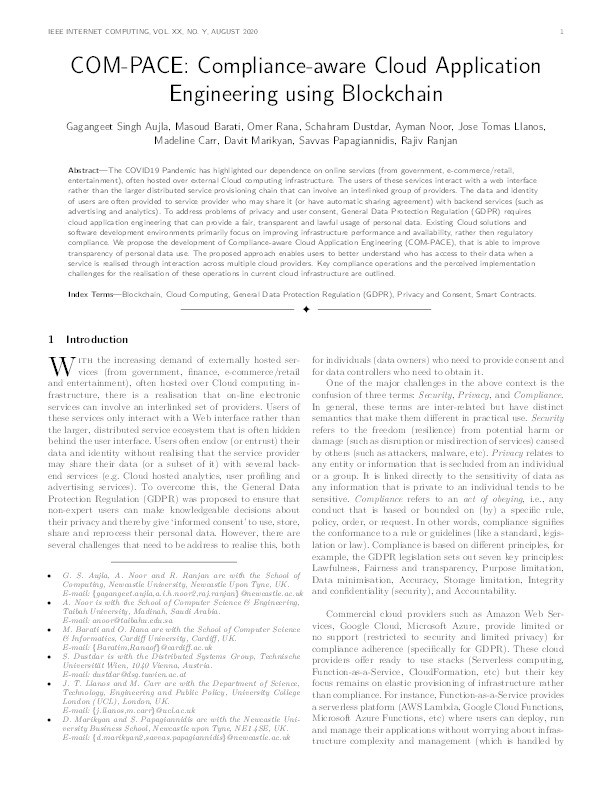 COM-PACE: Compliance-Aware Cloud Application Engineering Using Blockchain Thumbnail