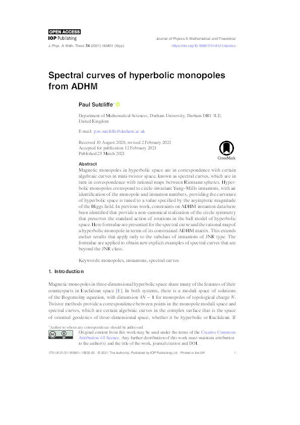Spectral curves of hyperbolic monopoles from ADHM Thumbnail