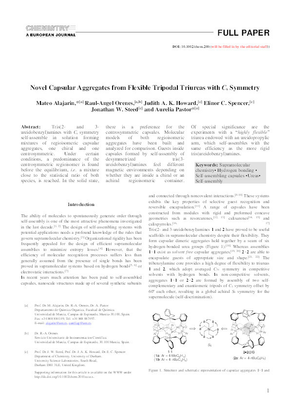Novel Capsular Aggregates from Flexible Tripodal Triureas with Cs Symmetry Thumbnail