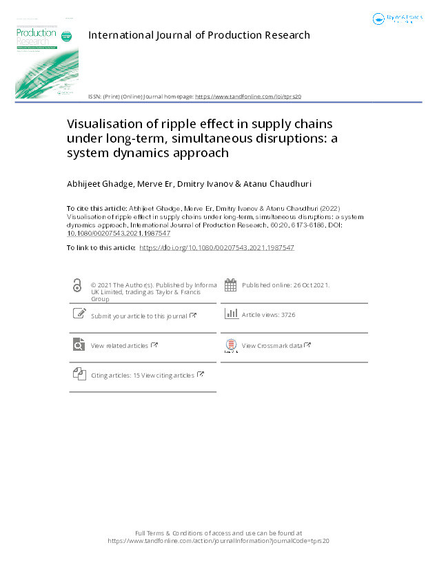 Visualisation of ripple effect in supply chains under long-term, simultaneous disruptions: A System Dynamics approach Thumbnail