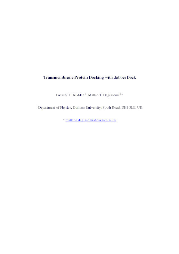 Transmembrane Protein Docking with JabberDock Thumbnail