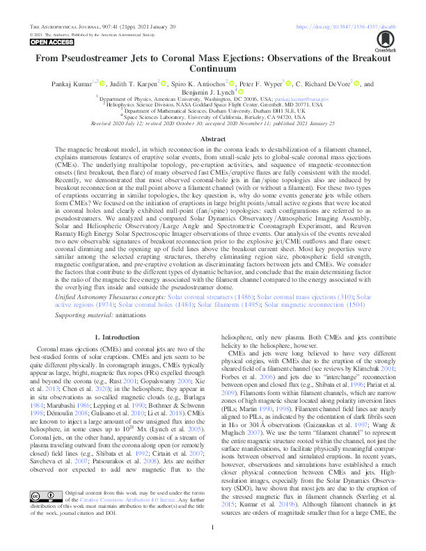 From Pseudostreamer Jets to Coronal Mass Ejections: Observations of the Breakout Continuum Thumbnail