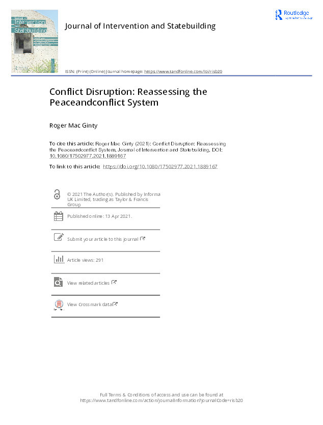 Conflict disruption: Reassessing the peaceandconflict system Thumbnail