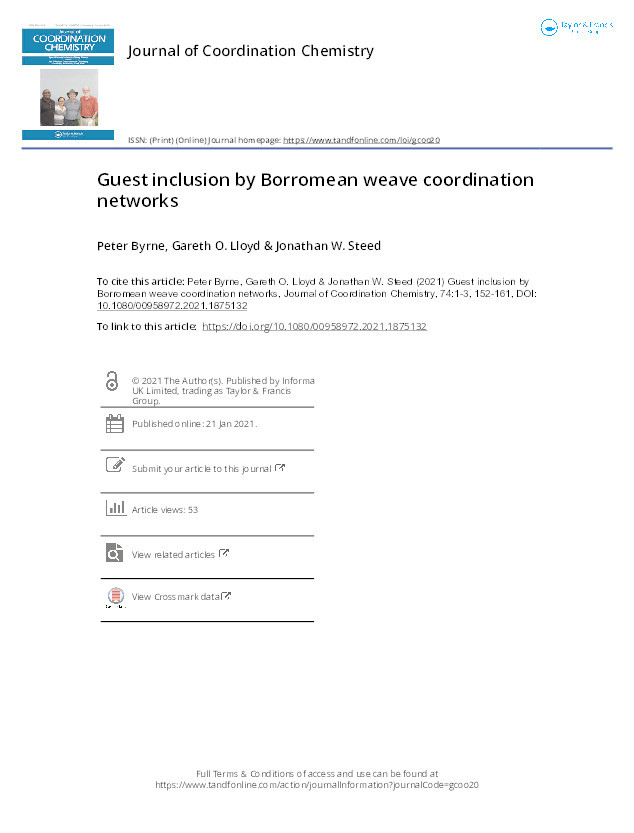 Guest inclusion by Borromean weave coordination networks Thumbnail
