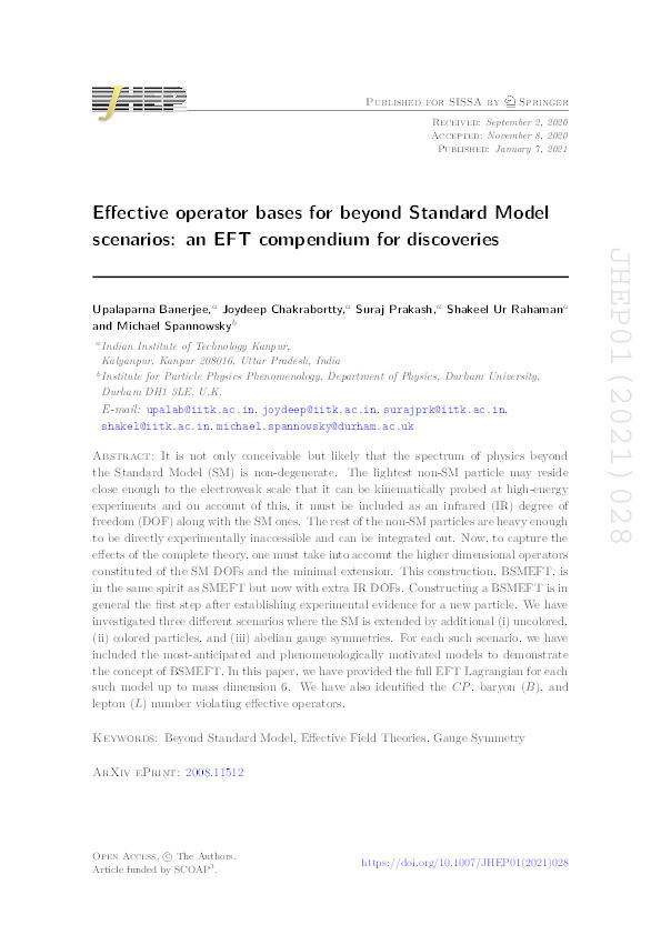 Effective operator bases for beyond Standard Model scenarios: an EFT compendium for discoveries Thumbnail
