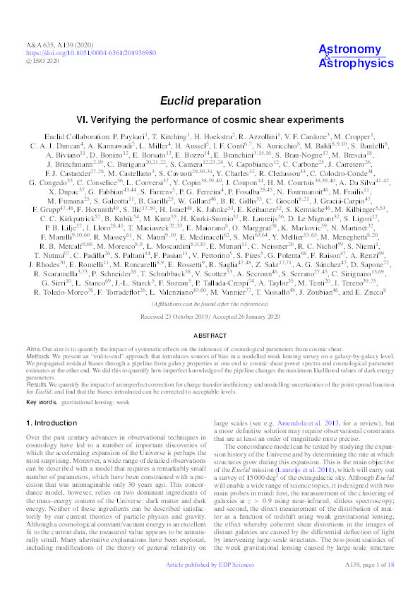 Euclid preparation: VI. Verifying the performance of cosmic shear experiments Thumbnail