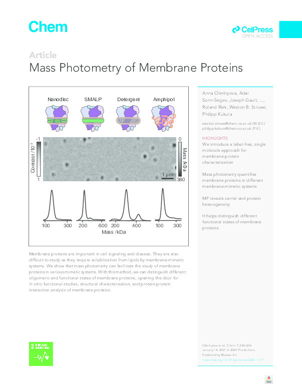 Mass Photometry of Membrane Proteins Thumbnail