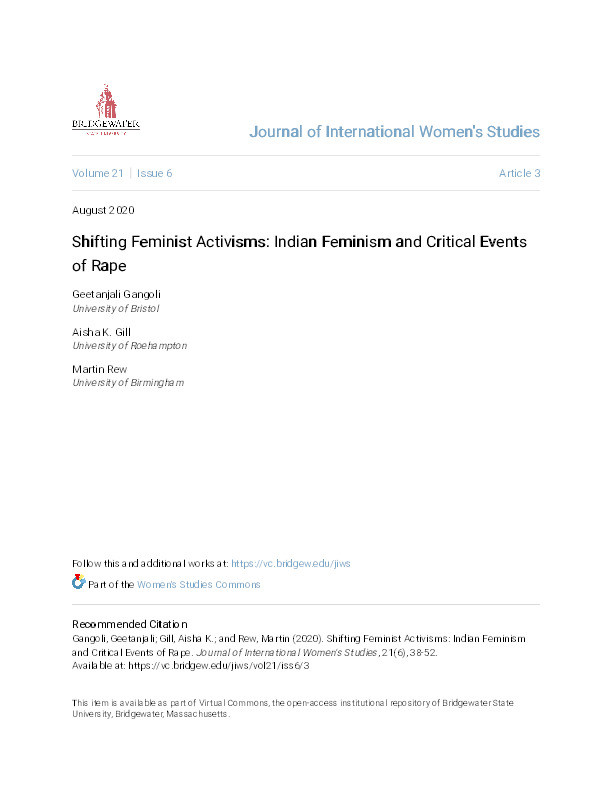 Shifting Feminist Activisms: Indian Feminism and Critical Events of Rape Thumbnail