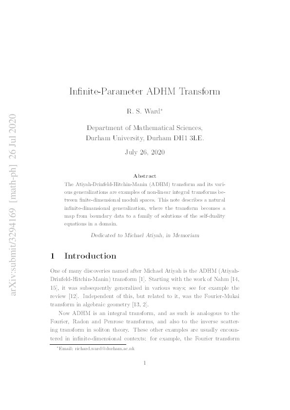 Infinite-Parameter ADHM Transform Thumbnail
