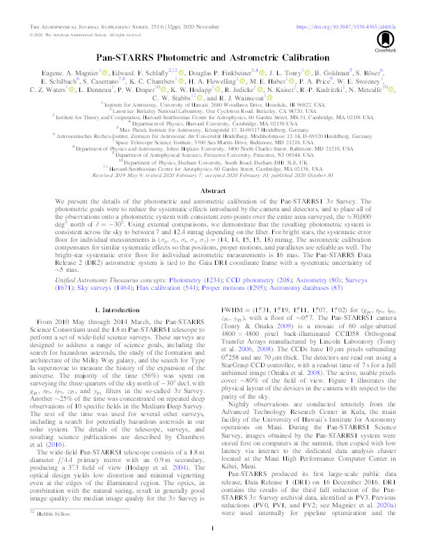 Pan-STARRS Photometric and Astrometric Calibration Thumbnail