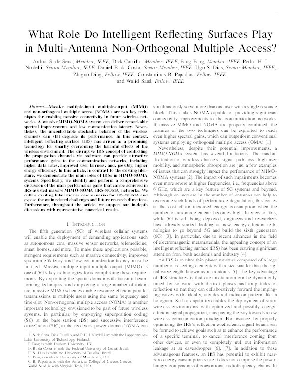 What Role Do Intelligent Reflecting Surfaces Play in Multi-Antenna Non-Orthogonal Multiple Access? Thumbnail