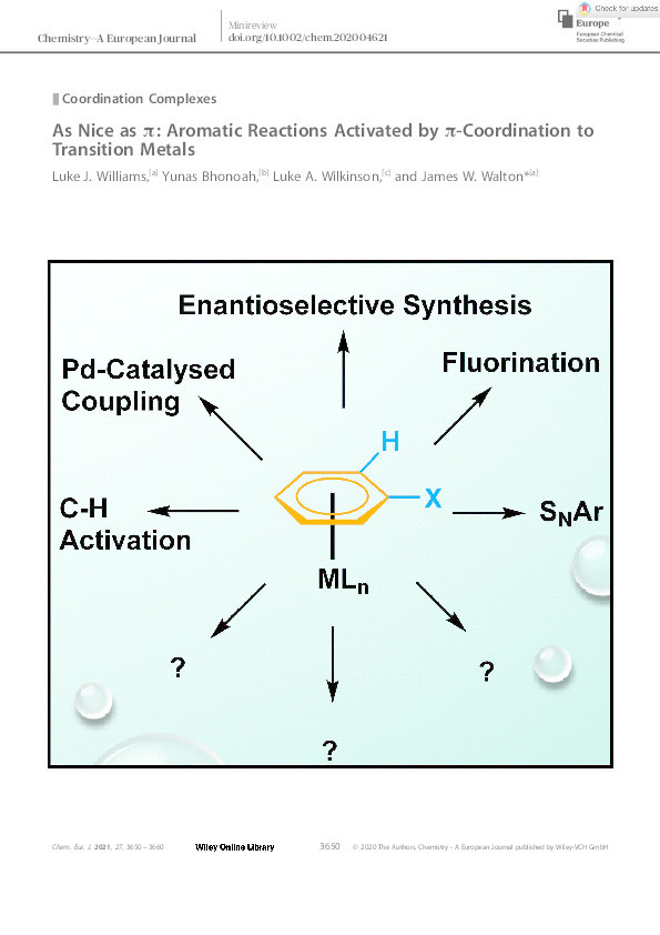 As nice as π: aromatic reactions activated by π‐coordination to transition metals Thumbnail