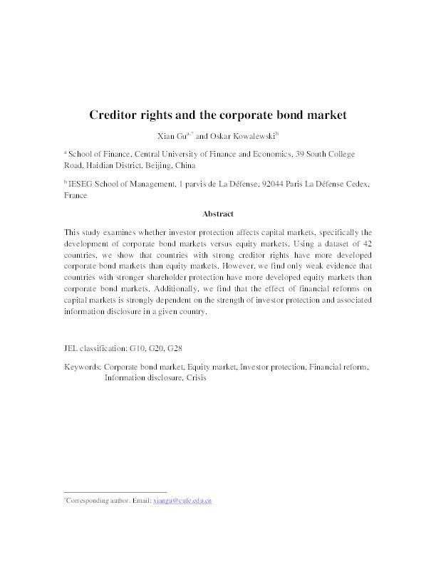 Creditor rights and the corporate bond market Thumbnail