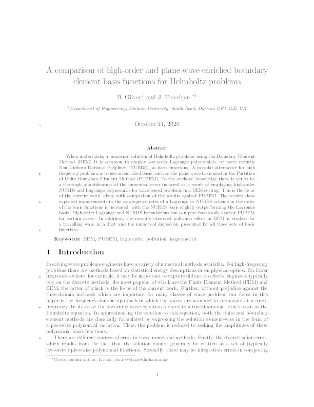 A comparison of high-order and plane wave enriched boundary element basis functions for Helmholtz problems Thumbnail