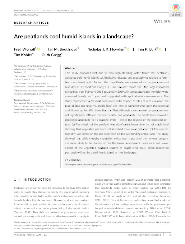 Are peatlands cool humid islands in a landscape? Thumbnail