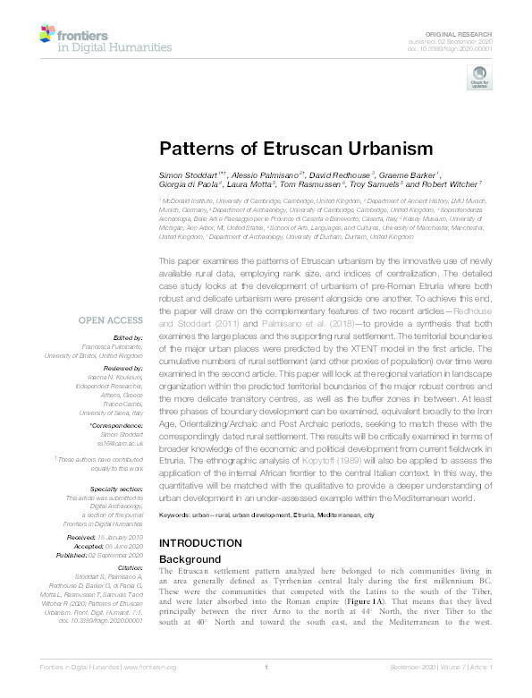 Patterns of Etruscan urbanism Thumbnail