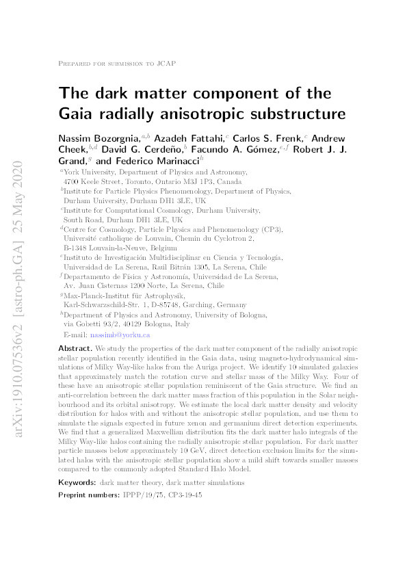 The dark matter component of the Gaia radially anisotropic substructure Thumbnail