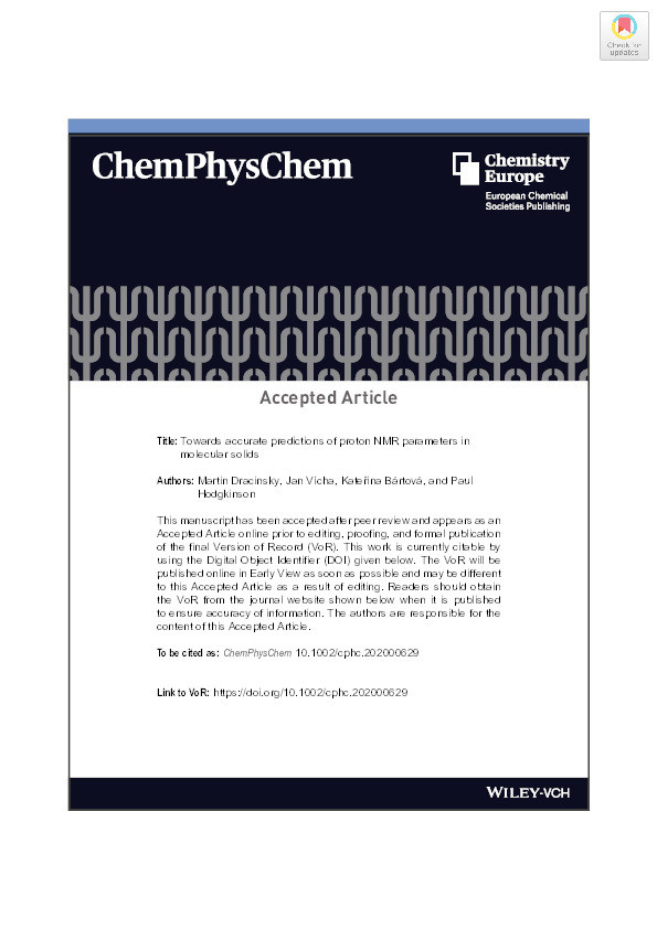 Towards accurate predictions of proton NMR parameters in molecular solids Thumbnail