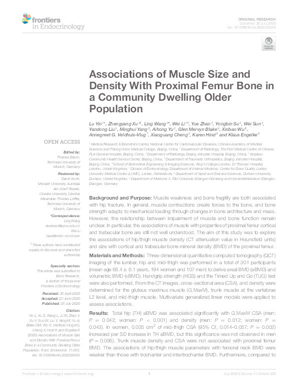 Associations of muscle size and density with proximal femur bone in a community dwelling older population Thumbnail