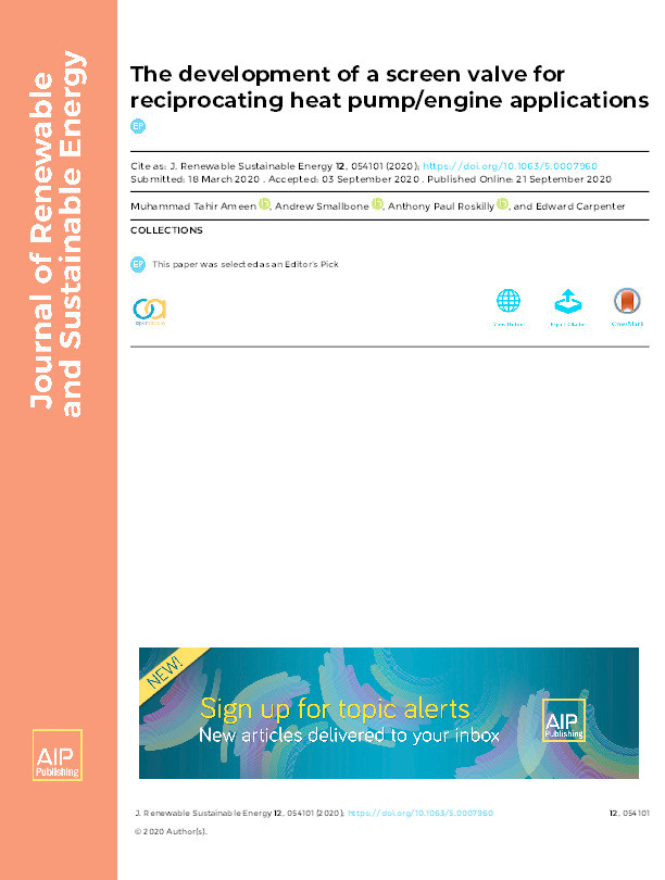 The development of a screen valve for reciprocating heat pump