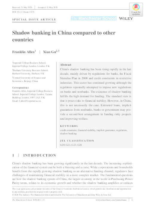 Shadow banking in China compared to other countries Thumbnail