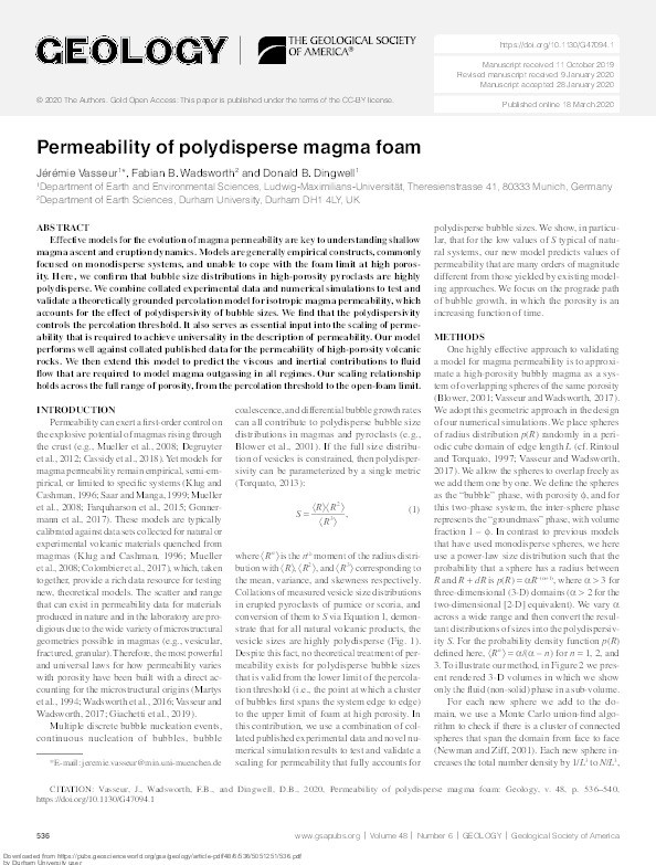 Permeability of polydisperse magma foam Thumbnail