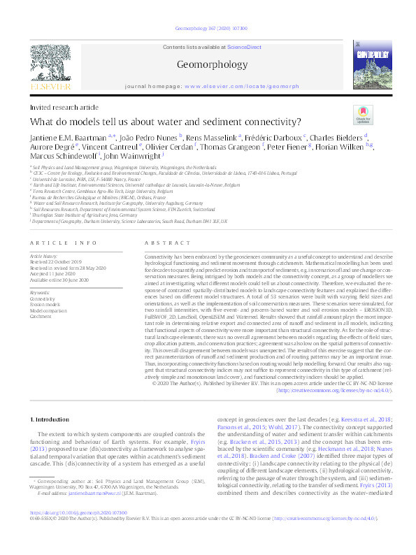 What do models tell us about water and sediment connectivity? Thumbnail