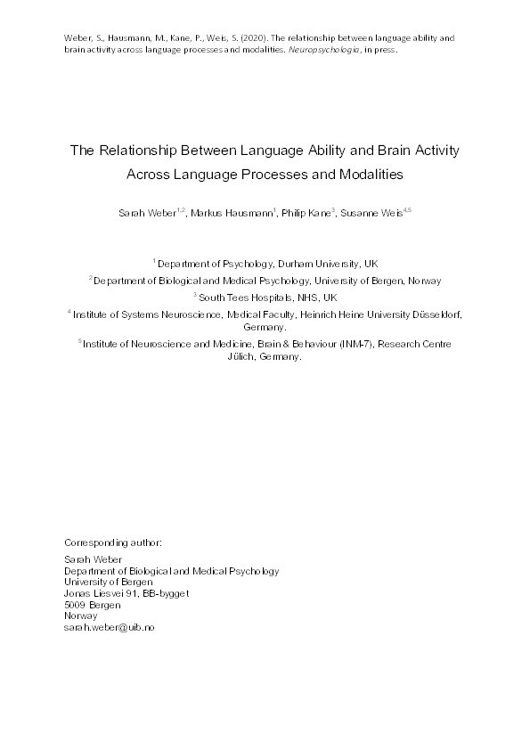 The relationship between language ability and brain activity across language processes and modalities Thumbnail