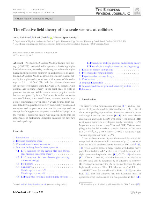 The effective field theory of low scale see-saw at colliders Thumbnail