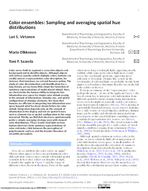 Color ensembles: Sampling and averaging spatial hue distributions Thumbnail