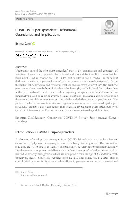 COVID-19 super-spreaders: definitional quandaries and implications Thumbnail