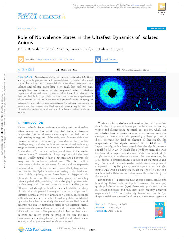 Role of Nonvalence States in the Ultrafast Dynamics of Isolated Anions Thumbnail