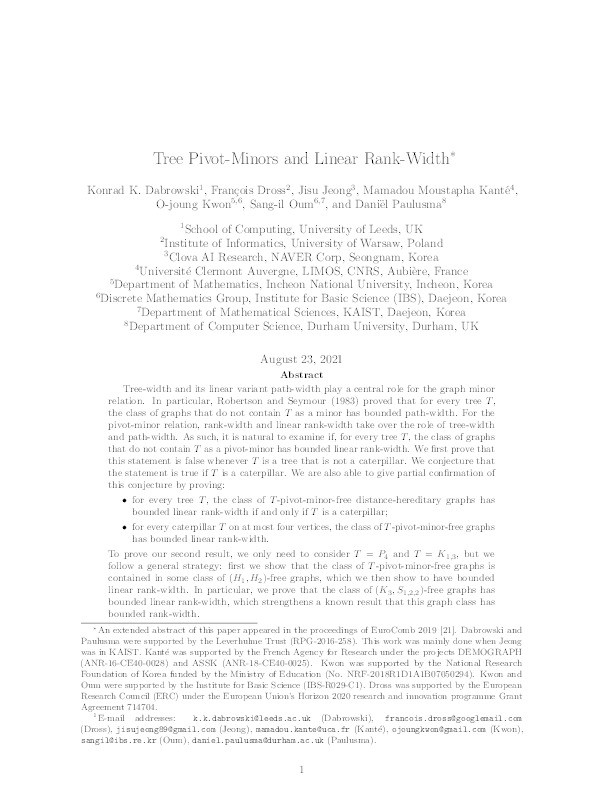 Tree pivot-minors and linear rank-width Thumbnail