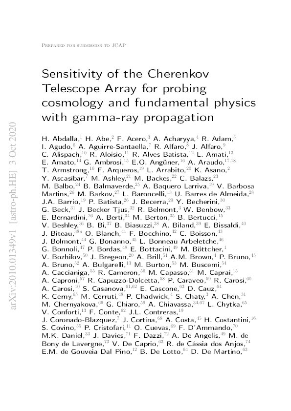 Sensitivity of the Cherenkov Telescope Array for probing cosmology and fundamental physics with gamma-ray propagation Thumbnail