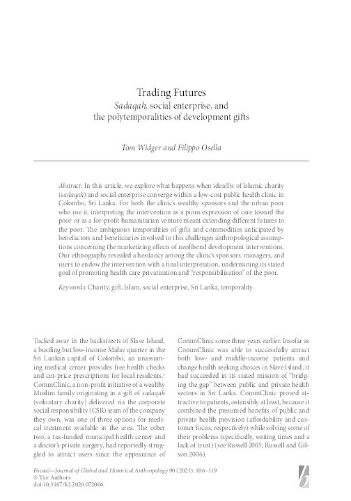 Trading Futures: Sadaqah, Social Enterprise, and the Polytemporalities of Development Gifts Thumbnail