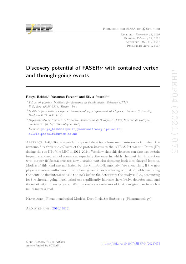 Discovery potential of FASERν with contained vertex and through-going events Thumbnail