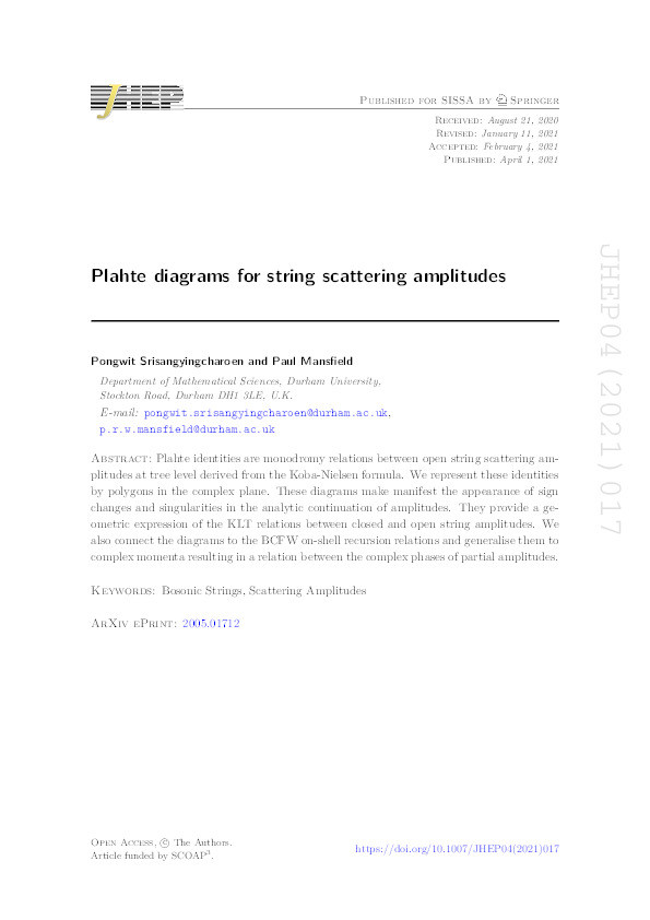 Plahte diagrams for string scattering amplitudes Thumbnail