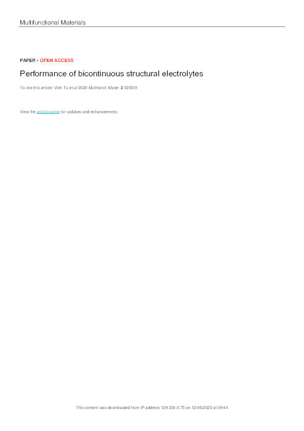 Performance of Bicontinuous Structural Electrolytes Thumbnail