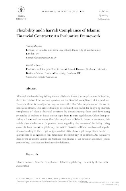 Flexibility and Shari'ah Compliance of Islamic Financial Contracts: An Evaluative Framework Thumbnail
