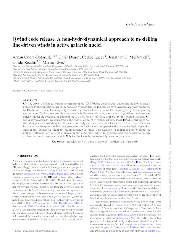 Qwind code release. A non-hydrodynamical approach to modelling line-driven winds in active galactic nuclei Thumbnail