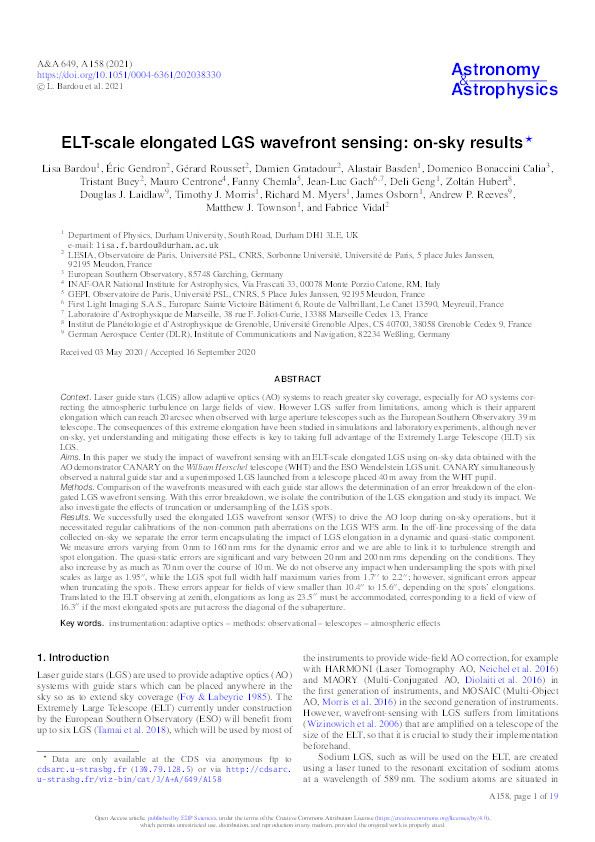 ELT-scale elongated LGS wavefront sensing: on-sky results Thumbnail