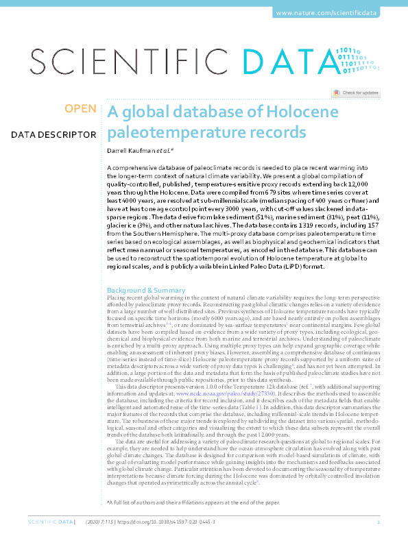 A global database of Holocene paleotemperature records Thumbnail