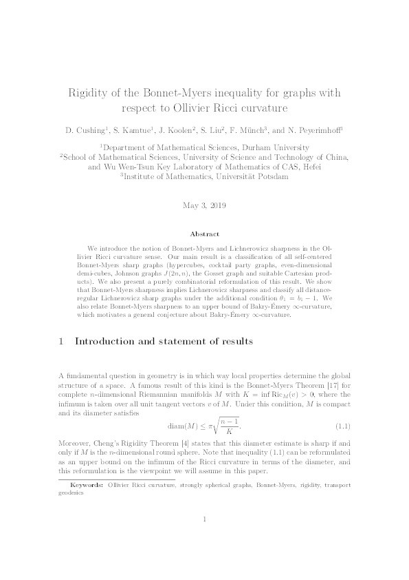 Rigidity of the Bonnet-Myers inequality for graphs with respect to Ollivier Ricci curvature Thumbnail