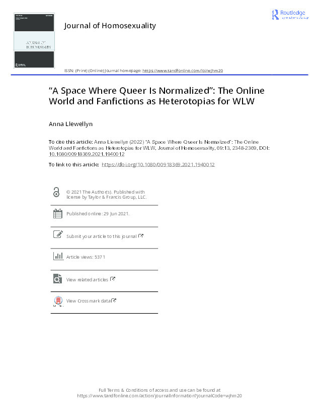 “A Space Where Queer Is Normalized”: The Online World and Fanfictions as Heterotopias for WLW Thumbnail