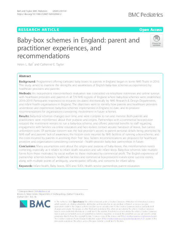 Baby-box schemes in England: parent and practitioner experiences, and recommendations Thumbnail