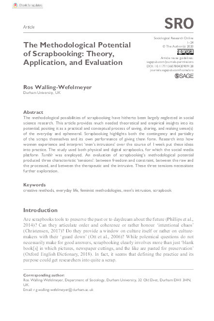 The Methodological Potential of Scrapbooking: Theory, Application, and Evaluation Thumbnail