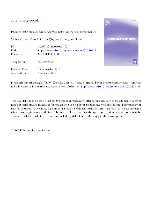 Power Measurement Accuracy Analysis in the Presence of Interharmonics Thumbnail